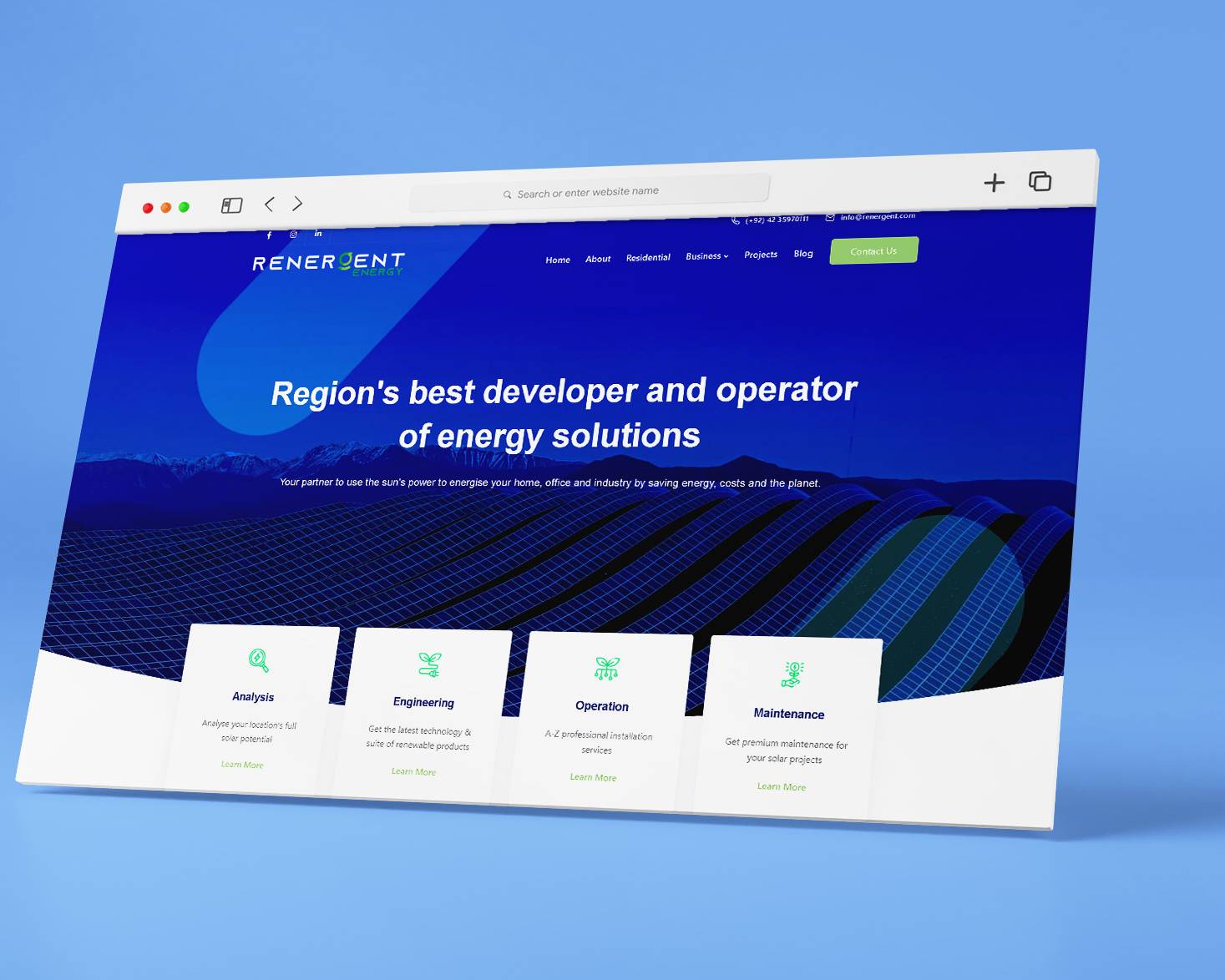 Solar business website design portfolio